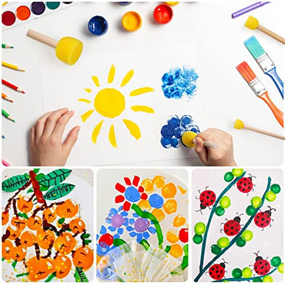 30 Pcs Round Sponges Brush Set, Round Sponge Brushes for Painting, Paint Sponges for Acrylic, Painting Tools for Kids Arts and Crafts (4 Sizes) (Pack of 3) - size: 30 PCS (Pack of 3)