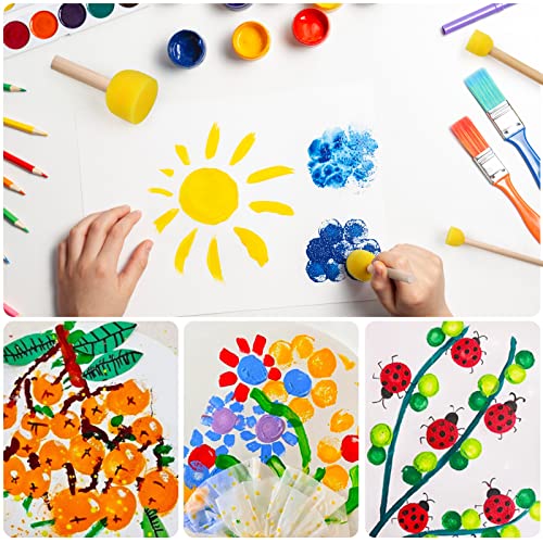 vivinin 90 Pcs Round Sponges Brush Set, Round Sponge Brushes for Painting, Paint Sponges for Acrylic Painting, Painting Tools for Kids Arts and Crafts (4 Sizes) - size: 90 PCS