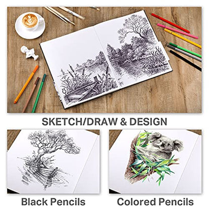 Sketchbook - Hardcover Sketch Pad, 8.5" x 11",Sketch Book 58 Sheets | Durable Sketch Book for Professional Adults, Artists and Amateurs, 68 lb/110 GSM, Use with Pens, Pencils, Sketching Stick