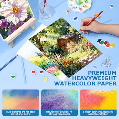 Pacocoast 9"x12" Cold Press Watercolor Paper Pad, 3Pack, Glue Bound, Teal - color: Teal, size: 9" x 12"(Pack of 3)