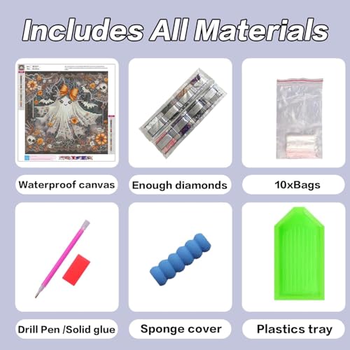 HHMATITS Halloween Diamond Art Kits for Adults 14X14IN - color: Halloween-2