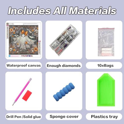 HHMATITS Halloween Diamond Art Kits for Adults 14X14IN - color: Halloween-2