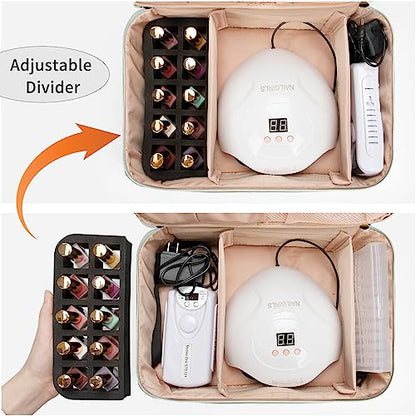 Nail Polish Organizer Bag Holds 50+ Bottles (15ml/0.5 fl.oz) &Nail Lamp - color: 02-Green, size: 50 Bottles