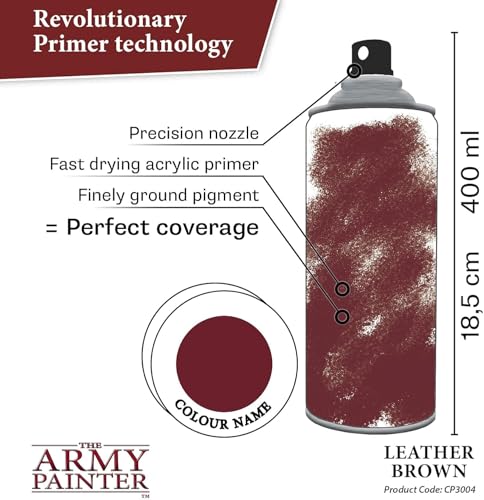 The Army Painter, Colour Primer Leather Brown, 400 ml acrylic spray | Spray Paint Basecoat for Miniature Model Undercoat Priming, Plastic Wargames, DnD & Warhammer - color: Leather Brown