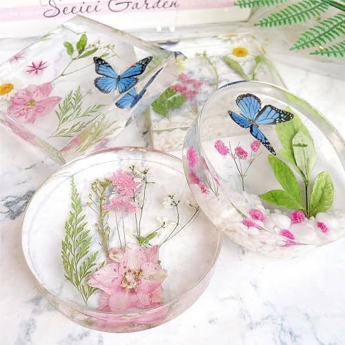 RESINWORLD 8 Pack Deep Coaster Molds, Square Round Coaster Resin Molds, Small Coaster Silicone Molds for Resin Casting, for Flower Bouquet Preservation