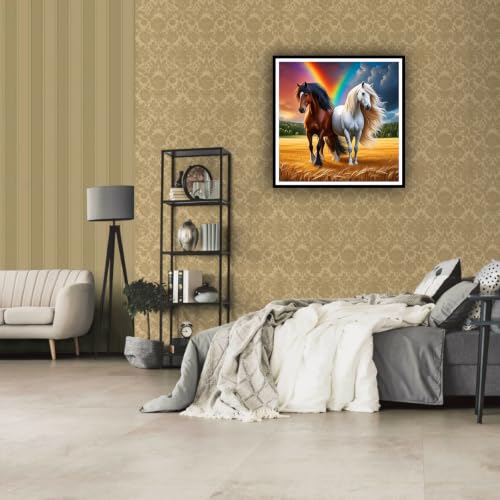 hill froeistung 5D Horses Diamond Art Painting Kits for Adults, Beginners, | Animal Diamond Art,DIY Full Drill Rainbows Diamond Painting for Wall Decor,12x12inch - color: HF-A076