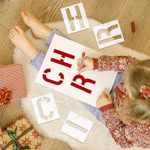 12 Inch Number Stencils Reusable Number Templates Interlocking Stencil Kit Plastic Large Size Number Stencils for Wood Wall Paper Fabric Glass Signage DIY Art Projects - style: 12 Inch Number