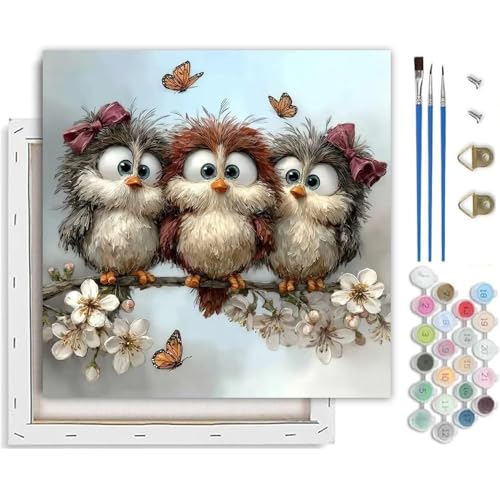 TCDZMYGS Paint by Numbers Kit for Adults,Owl DIY Paint by Number with Frame - color: Multi-colored