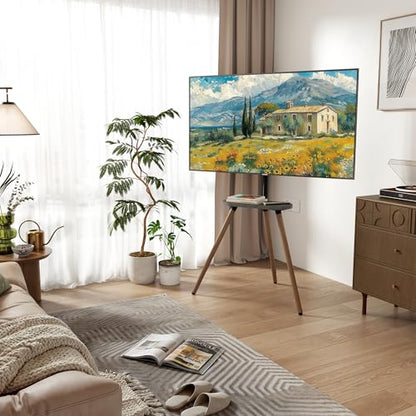 Tripod TV Stand for 43-65" TVs, Swivel, Black Walnut - color: Black, size: 43–65 Inch TVs