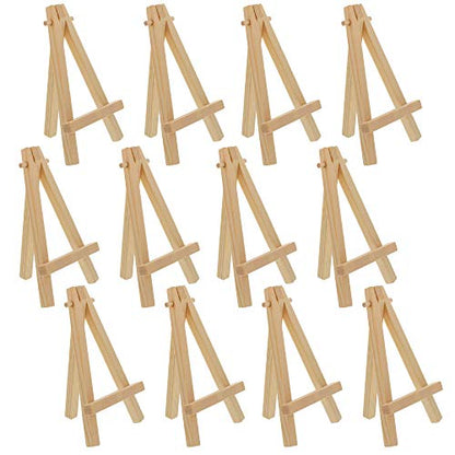 U.S. Art Supply 5" Mini Easel (12 Pack) - Natural Wooden A-Frame Tabletop