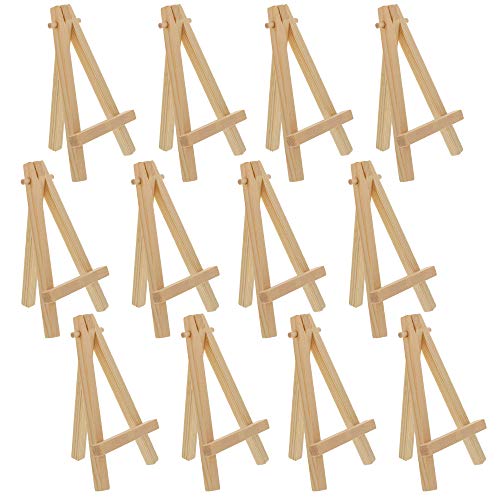 U.S. Art Supply 5" Mini Easel (12 Pack) - Natural Wooden A-Frame Tabletop