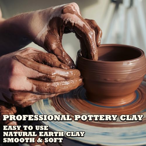 Aujazyble Air Dry Clay - 3.3lbs Terracotta Natural Pottery Clay for Kids, No-Cracking & Self Hardening, Professional Modeling Clay for Pottery Wheel, Sculpting, Arts & Craft Supplies for Classrooms - color: Terracotta