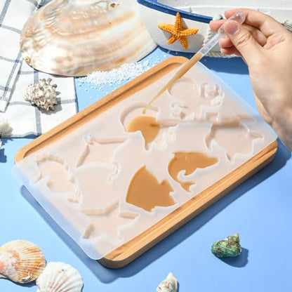 3 Pcs Ocean Marine Animal Silicone Molds for Resin Keychain Epoxy DIY Jewelry Making - color: 3pcs-138x259x8mm-ocean marine molds