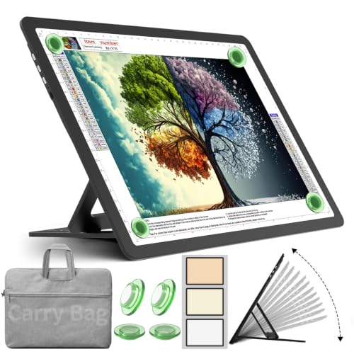 LEACUBER Rechargeable A4 Light Pad with Stand & Bag, Super Bright Magnetic Tracing Light Box with Side Buttons, Diamond Art Light Board for Diamond Painting, LED Light Table for Sketching, Drawing - size: A4 with Carry Bag