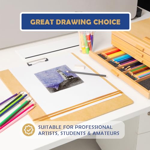 Falling in Art 19x25 Sketch Board with Sturdy Clip &Rubber Bands | Professional Art Drawing Board, Portable Artists Clipboard for Classroom, Studio Drawing, Outdoor Painting - size: 19X25"