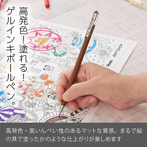 Pentel Color Ballpoint Pen, Matte Hop, Brown, 10 Pens K110-VE - color: Braun