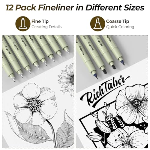 Nicpro 58PCS Art Drawing Supplies Kit, Leather Case, Art Supplies for Adult | Sketching Kit with 12 Micron Pen, 6 Art Mechanical Pencil Set 0.5-2mm, 100 Sheets Sketch Book, Best Gift for Artist Teen