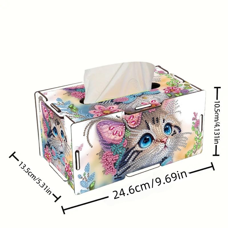 LSQFS DIY Diamond Art Tissue Box Kit,Cat,Ideal Gift,1PC - color: Cat 1