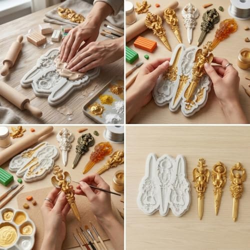 Baroque Holy Sword Polymer Clay Mold Angels Baby Silicone Molds | Jewelry Making Epoxy Resin Casting Air Dry Polymer Clay Craft - color: Style B
