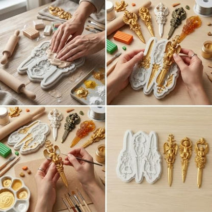 Baroque Holy Sword Polymer Clay Mold Angels Baby Silicone Molds | Jewelry Making Epoxy Resin Casting Air Dry Polymer Clay Craft - color: Style B