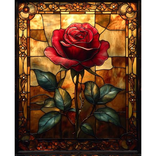 obterie Rose Paint by Numbers Kit for Adults Beginner Flowers Oil Painting Kit Adult Paint by Number Kits on Canvas DIY Painting for Beginners Art by Numbers for Gifts Home Wall Decor 16x20 Inch - color: YF017