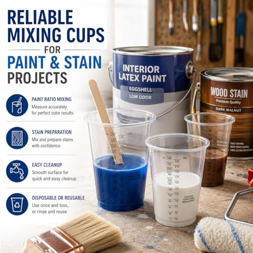 8oz Clear Plastic Measuring Cups, Graduated Mixing Cups, 50 Pack | Disposable & reusable, Graduated markings, 8oz capacity, Resin & paint mixing, Cooking & baking, 50 pack - color: 50 Pack