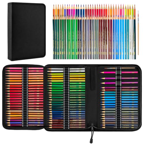 Mifuner 72 Colored Professional Drawing Set with Zipper Pencil Pouch | Portable Travel Colored Pencil Case,Sketching Shading Blending Art Supplies,Gifts for Artists Adults Beginners. - color: Set-72 Colored