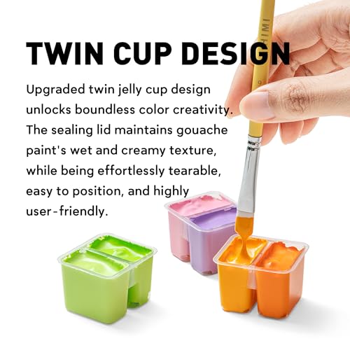 HIMI 48 Colors Twin Cup Jelly Gouache Paint Set, – Complete Art Kit with Pad, Paint Refill, Palette, Brushes, Painting Knife, Foldable Frame for Beginners, Students & Artists
