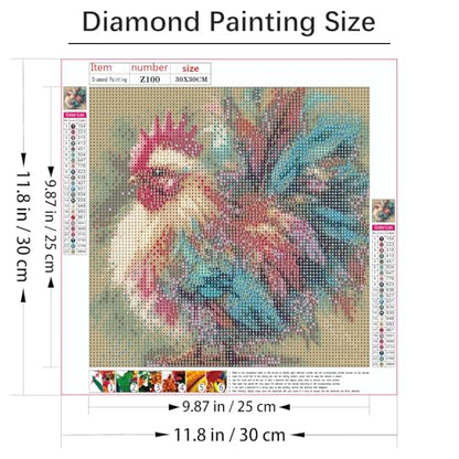 Shouruihua Diamond Painting Kit for Adult, Colorful Rooster Diamond Art Kit | Funny Chicken, Gem Art, Diamond Dotz Kits, Silly Animal Diamond Dots, Full Round Drill Diamond Painting Kits, 11.8x11.8 in - color: Colorful Rooster