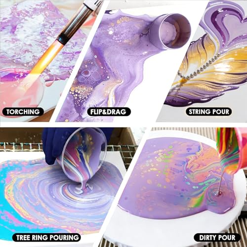 Colorful Purple Series Acrylic Pouring Paint Set, 4 Colors, 3.34 oz Art Kit - color: Purple Color