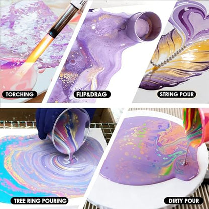 Colorful Purple Series Acrylic Pouring Paint Set, 4 Colors, 3.34 oz Art Kit - color: Purple Color
