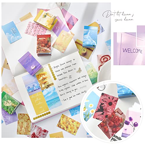 6 Sets 300 Pcs Washi Stickers Set Cute Aesthetic Sticker Book for Journaling, DIY Decorative Paper Sticker Decals for Bullet Journal Art Scrapbooking Diary Card Craft Gift Album Notebook Stationery - style: Gentle Style