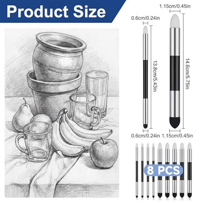 JJUNW 8Pcs Oil Pastel Tools Blending, Blending Sponge, Blendings Stump Double Headed Oil Pastel Fixative Spray, Sketching Supplies for Students Beginners Lightening and Highlight