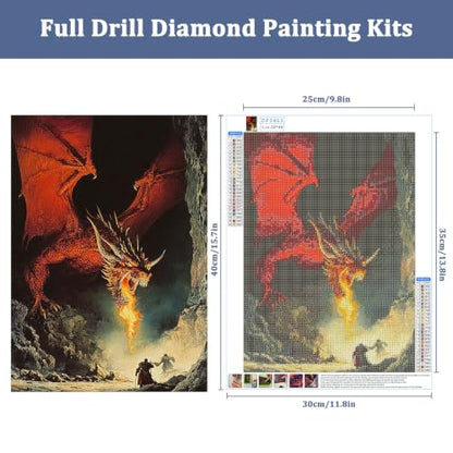 Auremi Dragons Diamond Art Painting, 5D Animals Diamond Painting Kits, Full Drill Diamond Dots Paintings for Beginners, Crystal Art Painting Kits for Home 30x40 cm - color: Diamond Painting 004