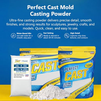 Perfect Cast Mold Casting Powder, Fast-Curing, Non-Toxic, Water-Based Material for DIY Sculptures, Jewelry, Crafts & Models, USA Made, 4 lb Bag - size: 4 lb