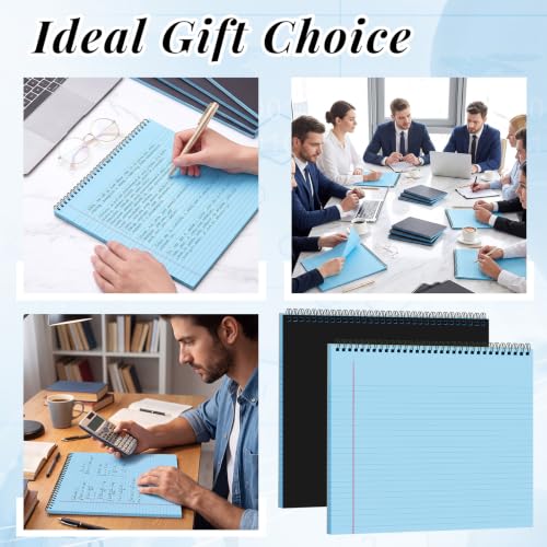 Landscape Legal Pad 11 x 9.5 College Ruled Top Spiral Horizontal Notebook | 4 Blue Pads, 40 Sheets Each, Hole Punched Pages, Simple Color Coding for Classes, Projects, Meetings and Daily Note Taking - color: Blue