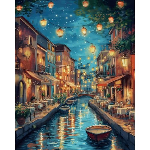 Paint by Numbers Kit for Adults, Venice Night Number Painting Canvas Kit - color: Venice-1