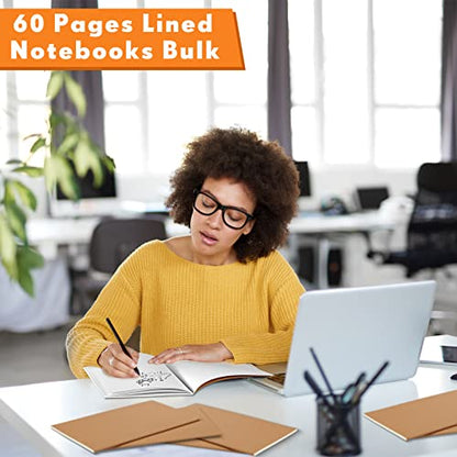 Mimorou 100 Pcs A5 Journals Notebooks Bulk,Brown,Lined - color: Black, Brown, style: Lined
