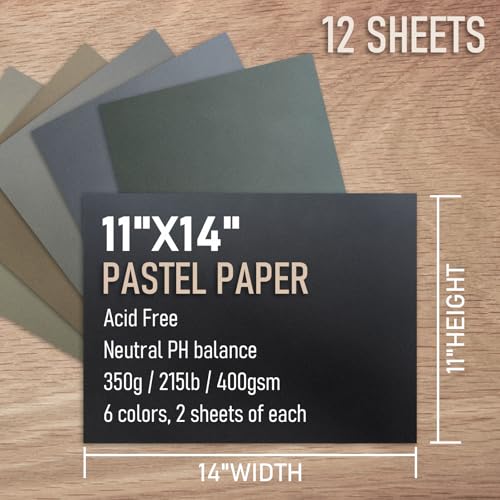 (12 Sheets) PATRON Pastel Paper for Artists, Assorted Colors, 11x14 inches, (215lb/400gsm) 12 Sheets, Art Drawing Paper for Adults and Students - size: 11*14（12 Sheets）