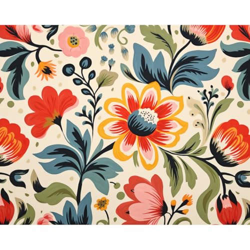Craftoria Paint by Numbers for Adults 40"x50"cm NO Framed Floral Folk Floral 24 Colors - color: Folk Floral - 24 COLORS, size: NO Frame
