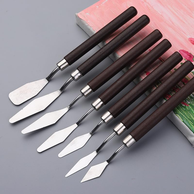 2 Pack Professional Palette Knife Set Painting Stainless Steel Spatula 14 Pieces for Oil Paint Metal Knives Wood Handle, Perfect buddy for Canvas Boards and Acrylic Paint Painting Supplies（Red)