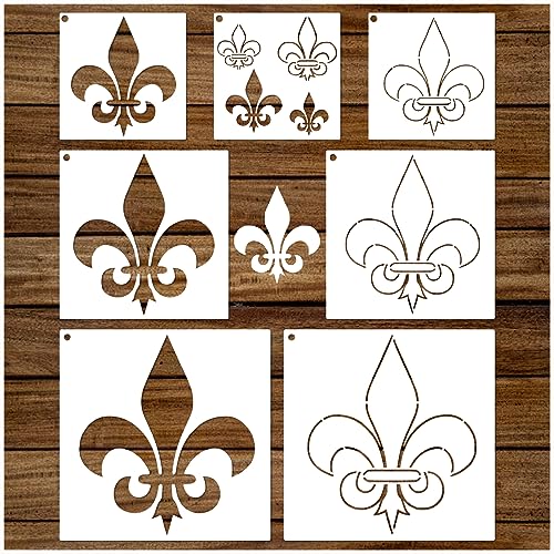 Fleur De Lis Stencils for Painting on Wood Canvas Paper Fabric Cookie Flower Paint Stencil for Crafts Adult Art Projects Drawing Reusable Burning Pattern for Wall Decorating (Fleur de lis) - style: Fleur de lis