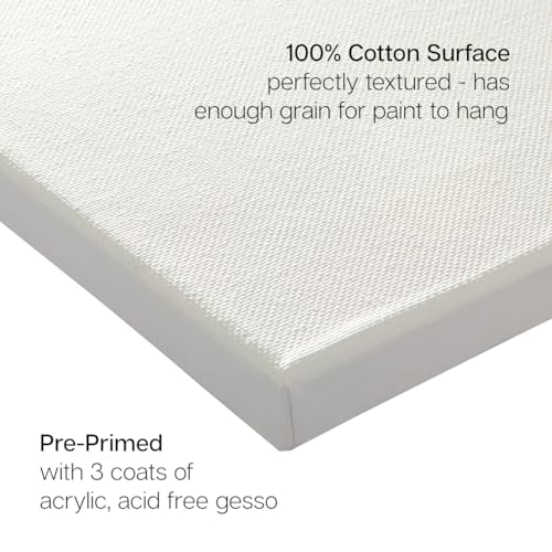 KINGART 805-6 Stretched White Canvas for Painting, 12 x 16 Inch, Pack of 6 | 100% Cotton, Triple Primed Acid-Free Gesso, Ready to Paint, 5/8" Profile, Back-Stapled - size: 12 x 16 Inch
