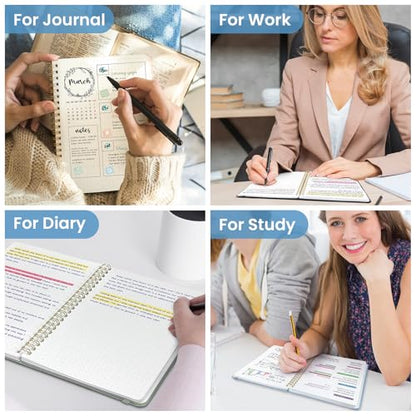 Taja Dotted Spiral Journal Notebook for Women & Men, 140 Pages, Dotted Notebook for Journaling & Note Taking, Journals for Writing, A5(5.7" x 7.9") – Blue - color: D.Blue, style: b-Dotted