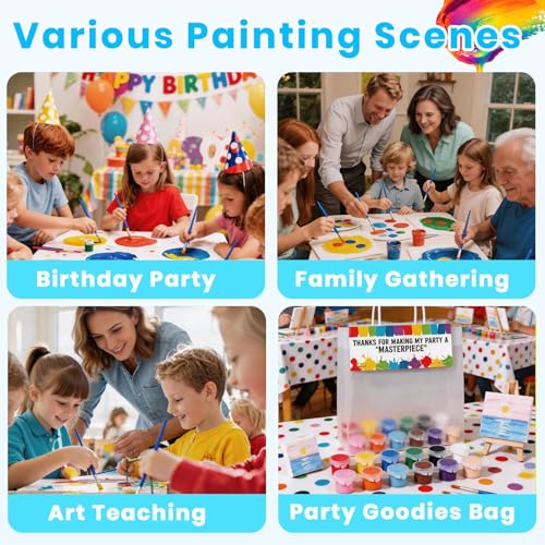 24 Pack Mini Acrylic Paint Set - 12 Colors Washable Acrylic Paint Strips for Kids&Adults Craft Paint, 336 PCS Kids Painting Kit for Birthday Classroom Painting Party Favor, Halloween Pumpkin, Art Gift