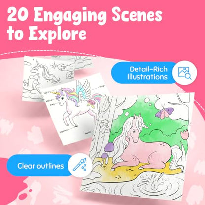JoyCat Find & Color Paint with Water Coloring Books for Toddlers | Seek and Find Learning Activity, Magical Pony No Mess Arts & Crafts Kids Toys Ages 3-5 & 4-8, Birthday Gifts for Boys & Girls - style: Magical Pony