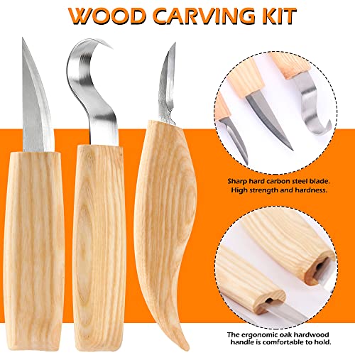 Wood Whittling Kit 6PCS Professional and High Performance Stainless Steel Tools Set for Beginner Carving for Adults and Kids Beginners Wood Carving Kit Set