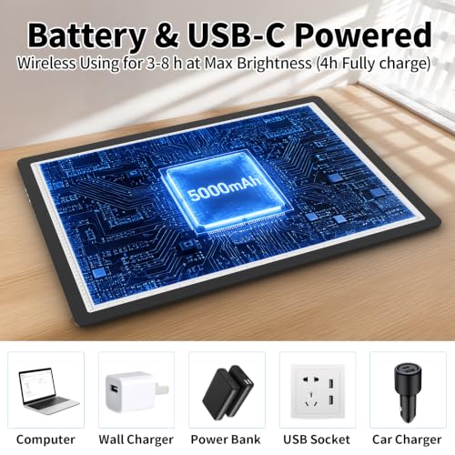 LEACUBER Rechargeable A2 Light Board 25.2''x18.4'', Large Magnetic Tracing Light Box with Side Buttons, Diamond Art Light Pad for Diamond Painting, LED Light Table for Sketching, Weeding Vinyl Black - size: A2