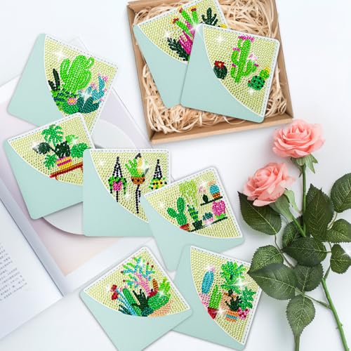 8 Pcs Diamond Painting Bookmark, DIY Corner Book Makers for Adults Book Lovers, Diamond Dot Art Beginners, Small Diamond Art Kits, Paint by Art Crafts Gift for Women Girls (Plants) - color: Plants