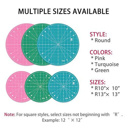 10"x10" Round Rotating Cutting Mat, Self Healing Mat with 360-Degree Rotation & Anti-Slip Base, Sewing Board Cutting Mat Perfect for Fabric Quilting Leather Hobby Project, Green - color: Green, size: 10"L x 10"W